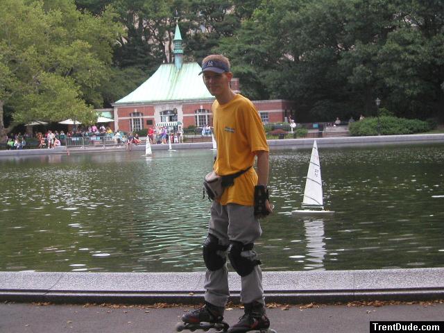 Trent roller blading in Central Park, New York City