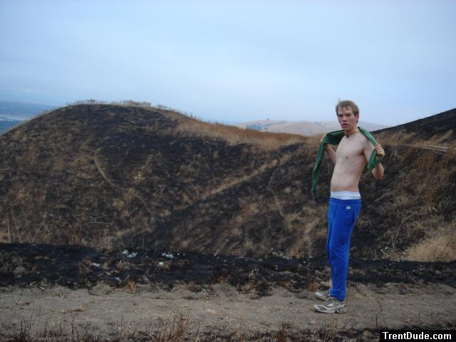 Trent hiker in burned Montana Grassland (is he that hot?)