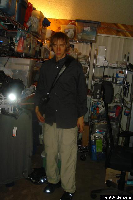 Grey long sleved button up and Khakis 2