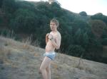 On a hillside in Tommy Hilfiger action brief underwear