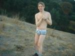 On a hillside in Tommy Hilfiger action brief underwear