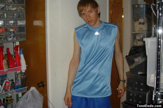 Blue tank top closeup