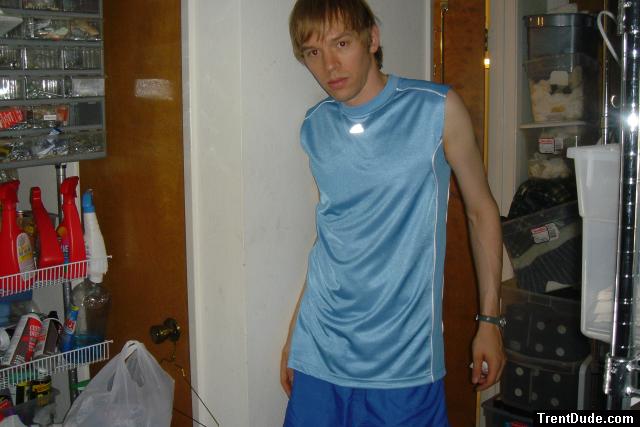 Blue tank top closeup