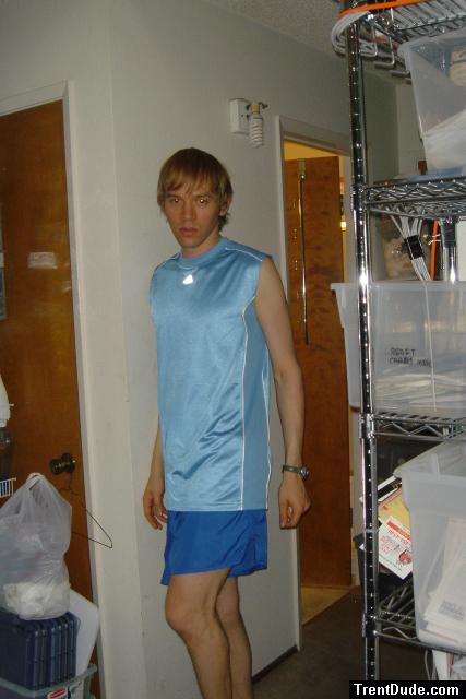 Male model in blue tank top