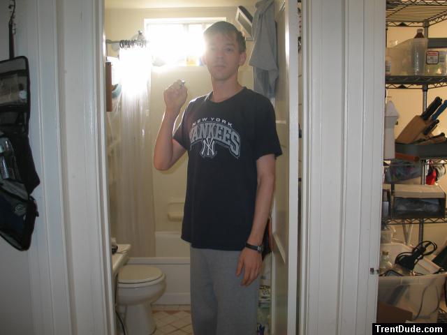 Trent in NY Yankes shirt & grey sweats