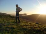 bike pants in the mountains at sunrise