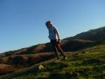 Addidas nylon biking tights and a sweatshirt during a morning sunrise in the mountains