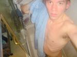 Armpits and abs in the shower.