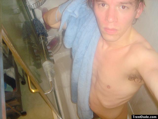 Armpits and abs in the shower.