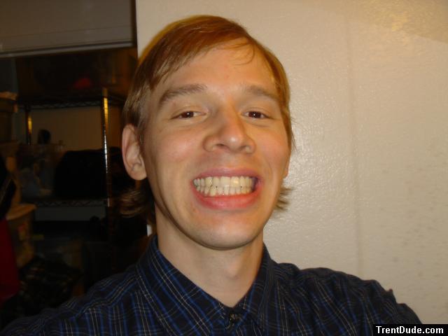 Teeth in button up shirt