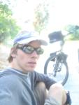 Taking a rest with the bike in a park