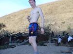 smiling in Spiderman boxers