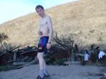 This is how he wears his  socks on the farm
