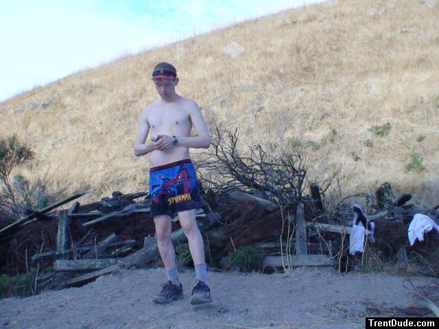 Whose clothes is that hanging in the background?