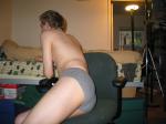 relaxing in  grey hanes comfort fit underwear - butt
