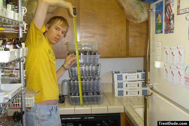 He's on a diet this week and only ordered two feet of blueberries