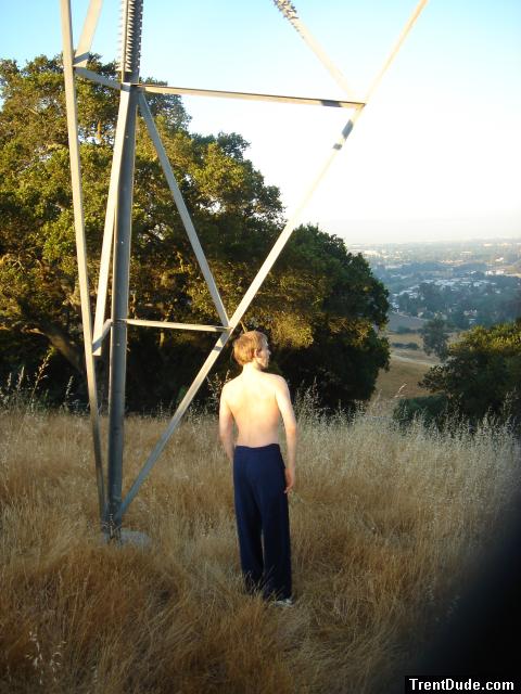 Outdoors Shirtless - Blue Addidas Sweats - back