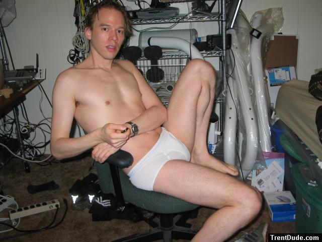 Trent enjoys relaxing in his Hanes Tightey whiteys