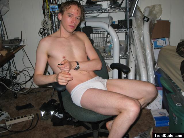 Dude Relaxing in Hanes White Brief Underwear