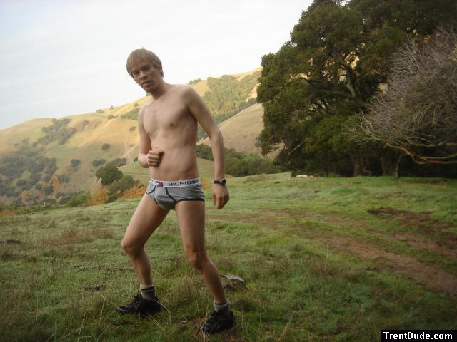 Blonde Dude wearing Tommy Hilfiger Underwear outside