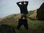 Doing a dance in his undies!