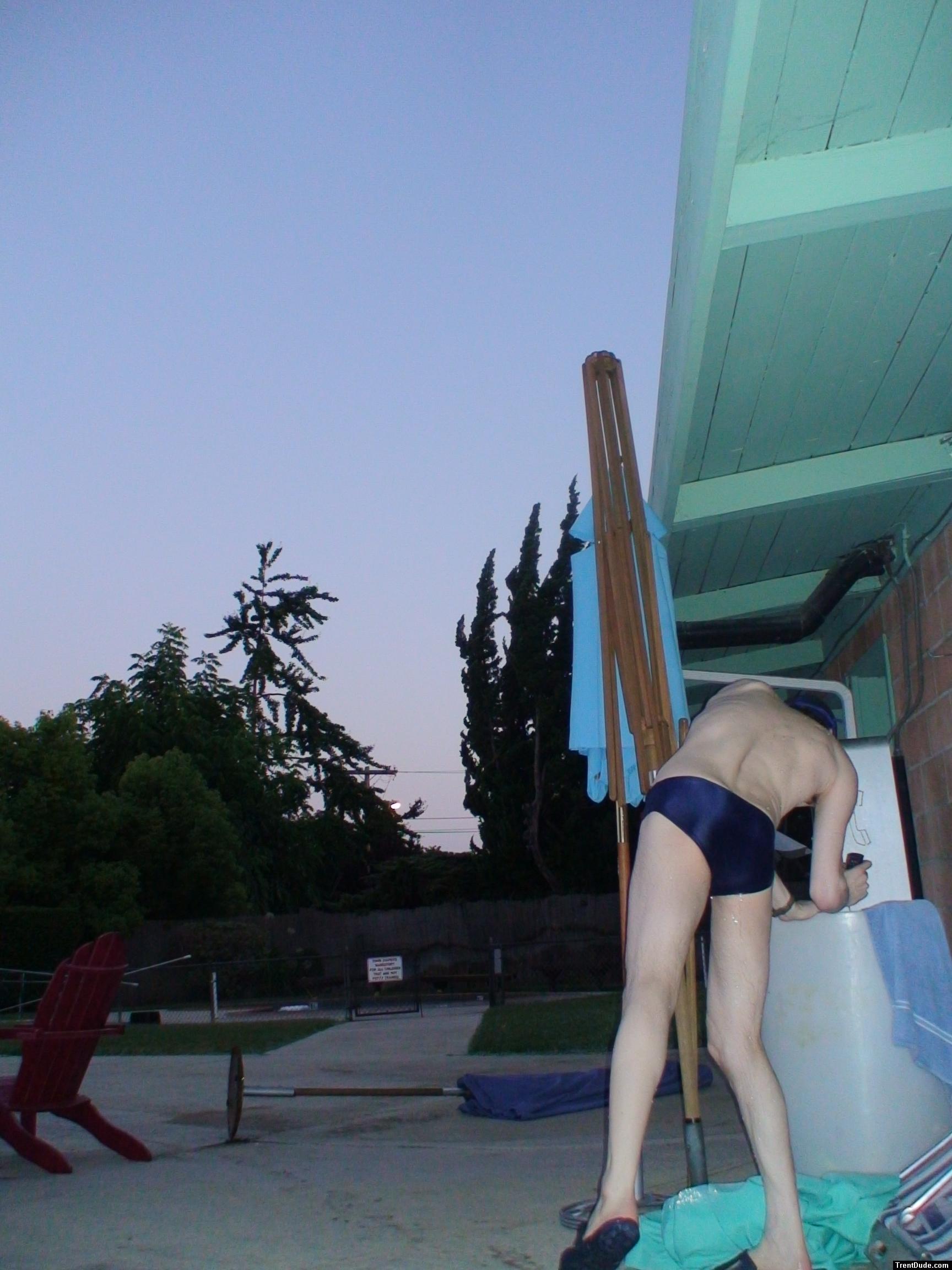 Checking out the lost and found - Blue speedo (rear)