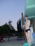 Blue Speedo and swim cap
