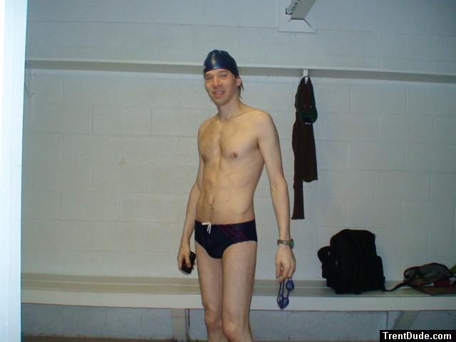 Blue Speedo and swim cap