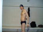 Blue Speedo and swim cap