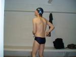 Blue Speedo and swim cap