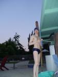 Blue Speedo and swim cap