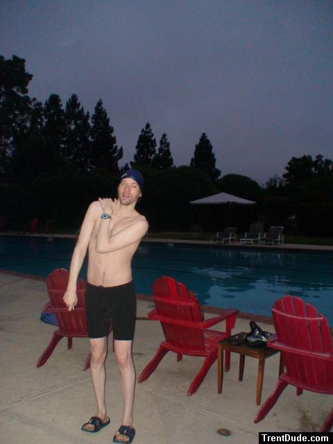 Black swim jammer and beard