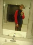 Sweat pants modeling at the OAK airport bathroom (Addidas sweat pants, USA hoodie)