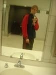 Sweat pants modeling at the OAK airport bathroom (Addidas sweat pants, USA hoodie)