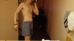 Hanes plaid Boxers in a hotel room
