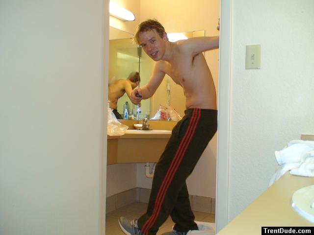 Smiling in Addidas Sweat Pants