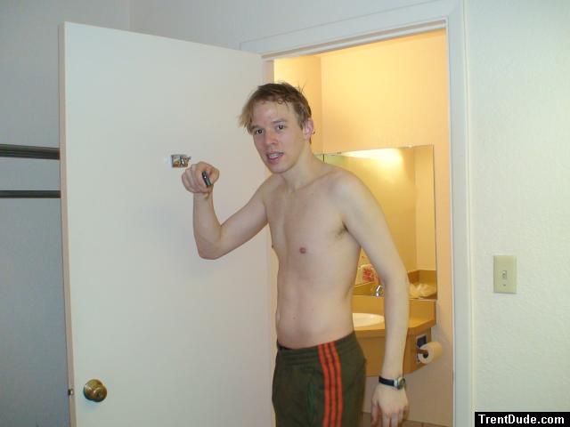 Shirtless in sweat pants