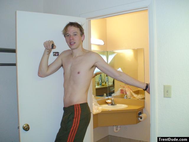 Stretching arms in Addias Sweat pants