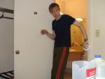 Blue shirt and Addias Sweat pants