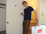 Blue shirt and Addias Sweat pants