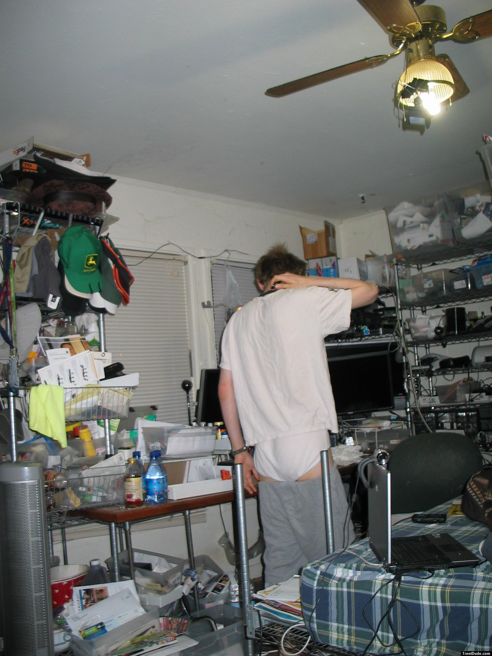 back side of White tommy hilfiger beifs, and sweats