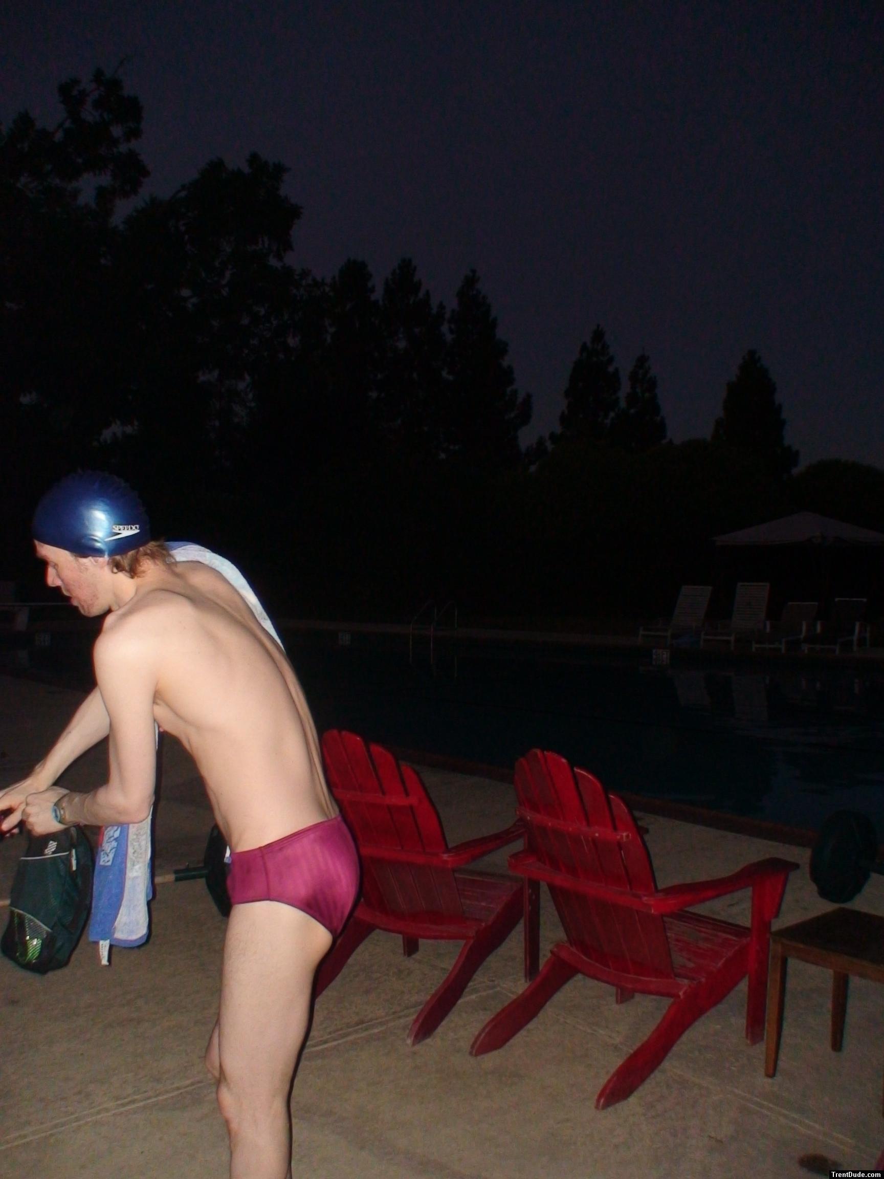 Red Speedo Aquablade swim brief