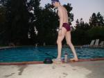 Red Speedo Aquablade swim brief