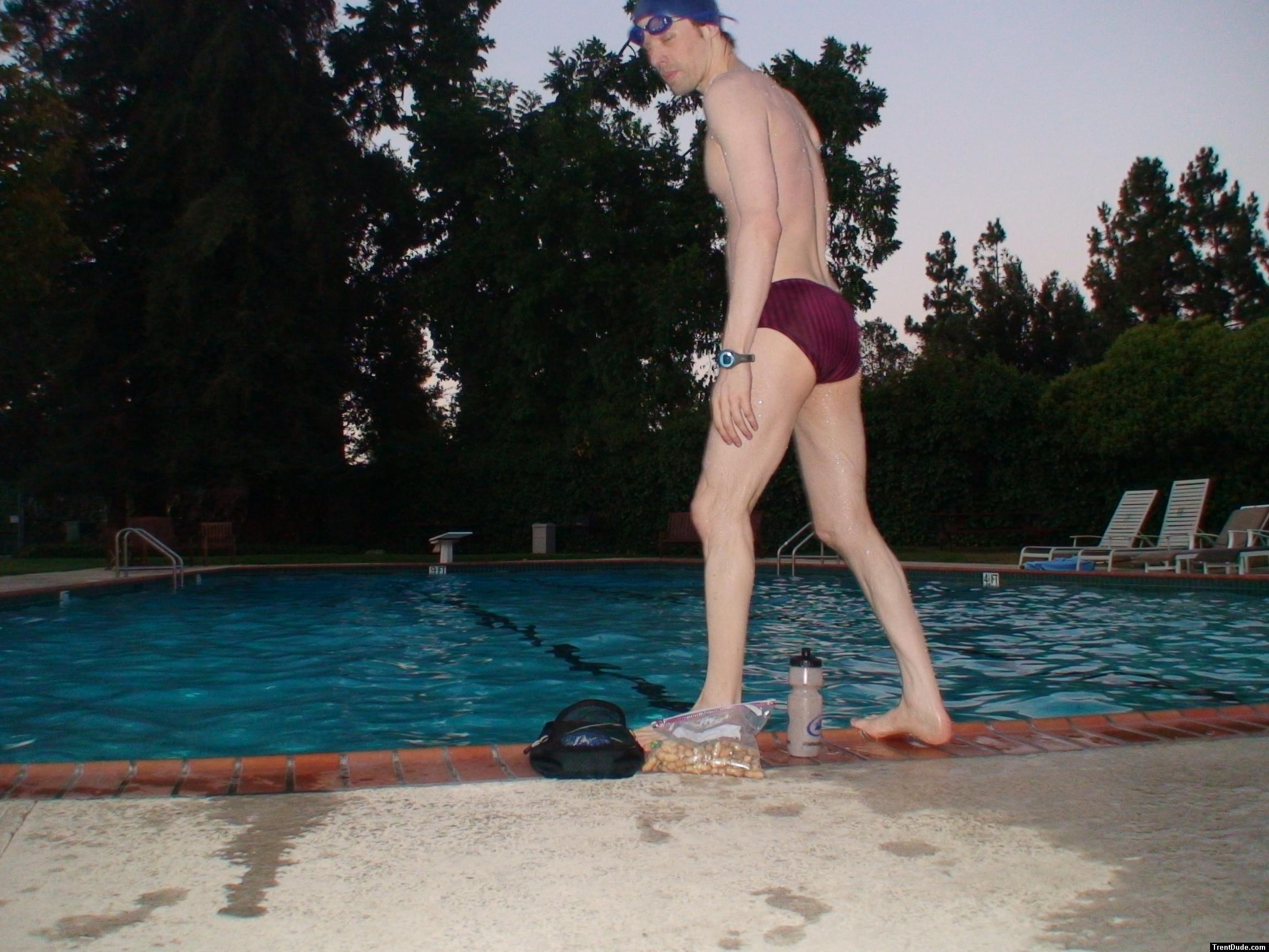 Red Speedo Aquablade swim brief
