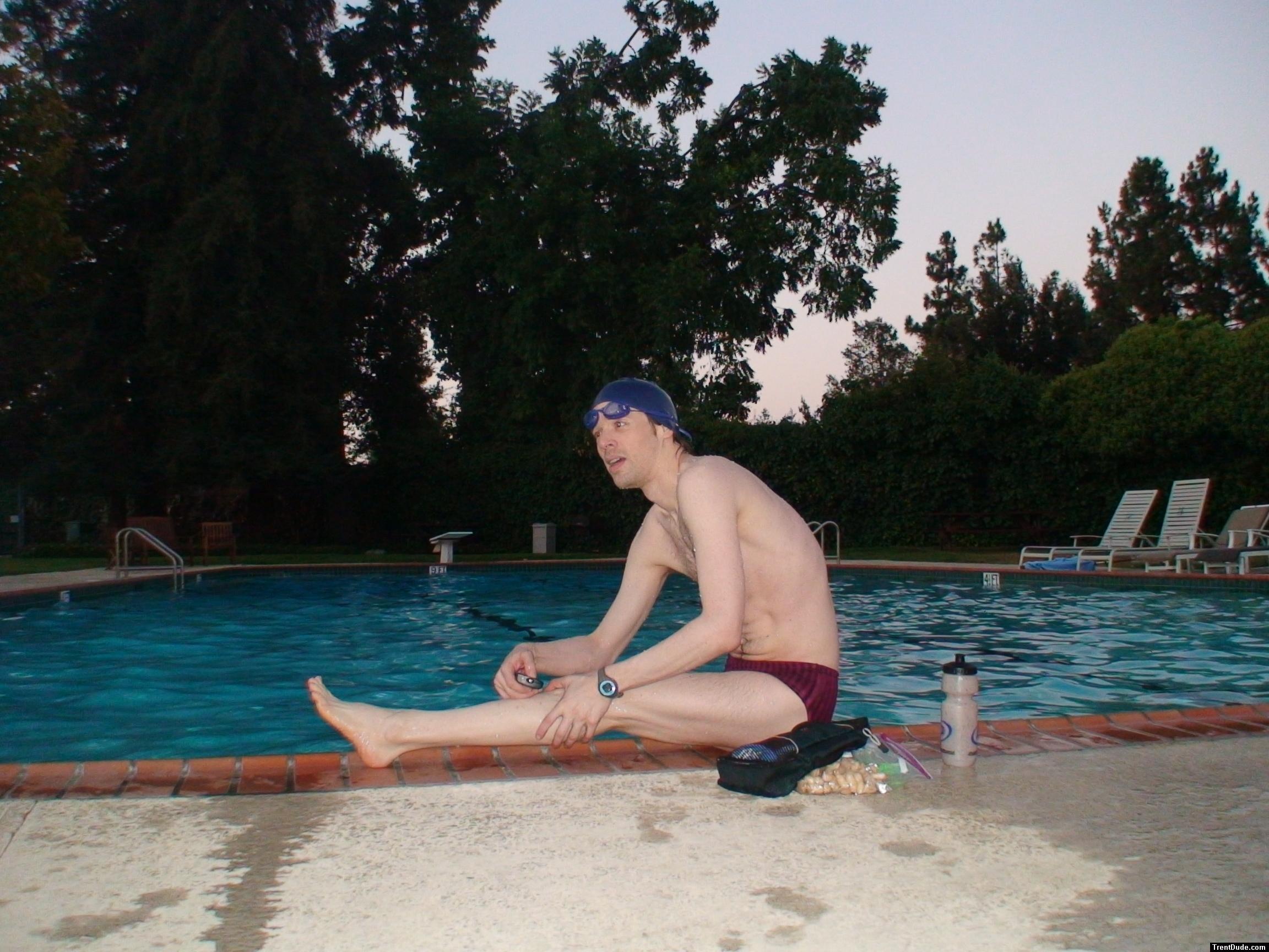 Red Speedo Aquablade swim brief