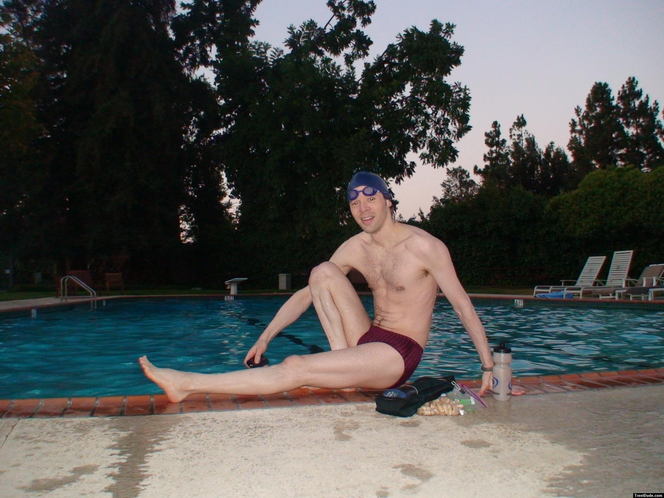 Red Speedo Aquablade swim brief