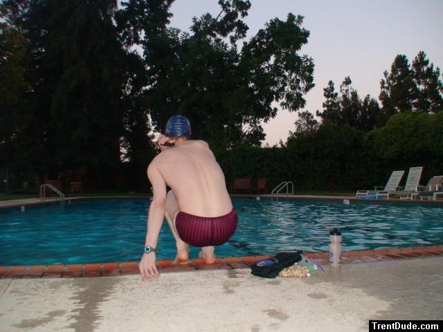 Red Speedo Aquablade swim brief (rear)