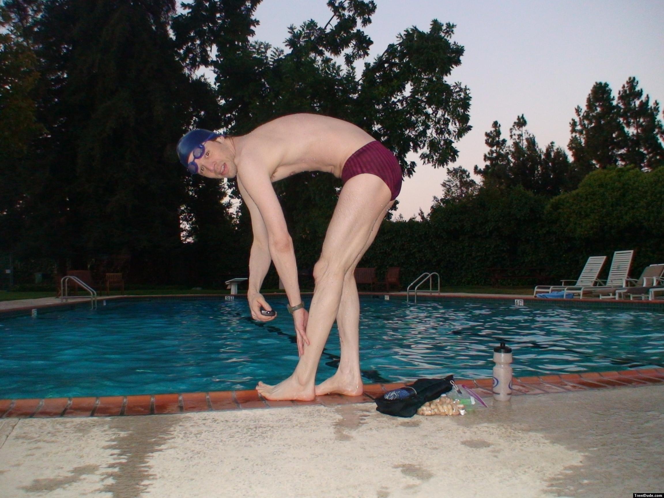 Red Speedo Aquablade swim brief