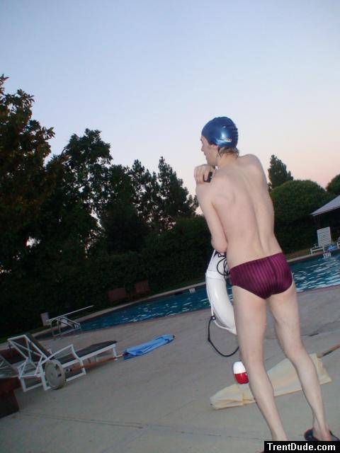 Red Speedo Aquablade swim brief