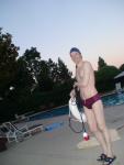 Red Speedo Aquablade swim brief